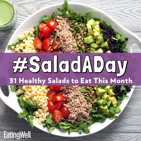 Salad-A-Day Challenge - EatingWell Salad A Day, A Salad A Day, Vegetarian Taco Salad, Layered Taco Salads, Healthy Lunch Salad, Broccoli Salad Bacon, Greek Chicken Salad, Antipasto Salad, Salad Meal Prep