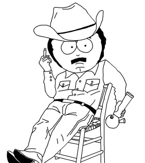 South Park Outline, Randy Marsh Tattoo, Southpark Tattoo, Randy South Park, South Park Coloring Pages, South Park Drawings, South Park Tattoo, Tattoo Black And White, Comic Tattoo