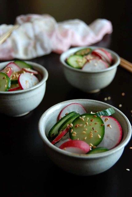 Asian Cucumber and Radish Salad with Wasabi Cucumber And Radish Salad, Creamed Cucumber Salad, Radish Recipe, Salad With Cucumber, Creamed Cucumbers, Low Carbohydrate Recipes, Radish Recipes, Paleo Salads, Radish Salad