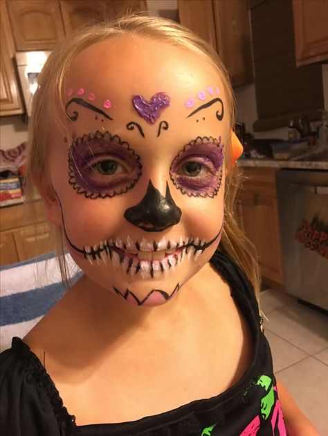 Girls Skeleton Face Paint, Skeleton Face Paint, Holloween Makeup, Skeleton Face, Skeleton Makeup, Face Paint, Carnival Face Paint, Skeleton, Face Makeup