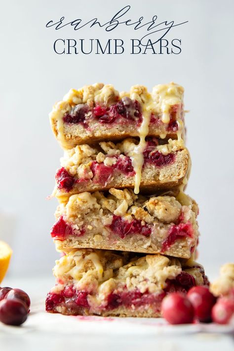 Three layers of a soft oatmeal crust, tangy orange cranberry filling, and lots of buttery streusel make up these cranberry crumb bars that are perfect for any holiday occasion! Cranberry Crumble Bars, Raspberry Oatmeal Bars, Cranberry Crumble, Strawberry Oatmeal Bars, Raspberry Oatmeal, Cranberry Bars, Cranberry Dessert, Thanksgiving Sweet Treats, Homemade Apple Butter