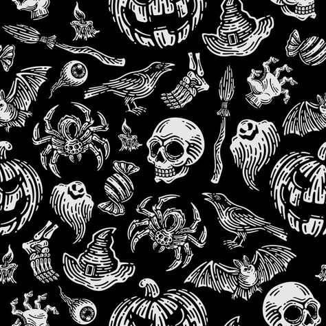 Seamless pattern of halloween in dark ba... | Premium Vector #Freepik #vector #pattern #halloween #wallpaper #skull Dark Pattern Design, Skull Seamless Pattern, Halloween Seamless Pattern, Halloween Patterns Wallpaper, Dark Pattern Wallpaper, Background Tiles, Punk Pattern, Spooky Pattern, Background Tile