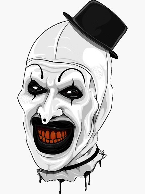 "Art the clown " Sticker for Sale by TammyWrig14399 | Redbubble Movie Character Drawings, Clown Sticker, Horror Movie Tattoos, Creative Pumpkin Painting, Clown Paintings, Art The Clown, Scary Drawings, Horror Drawing, Weird Drawings