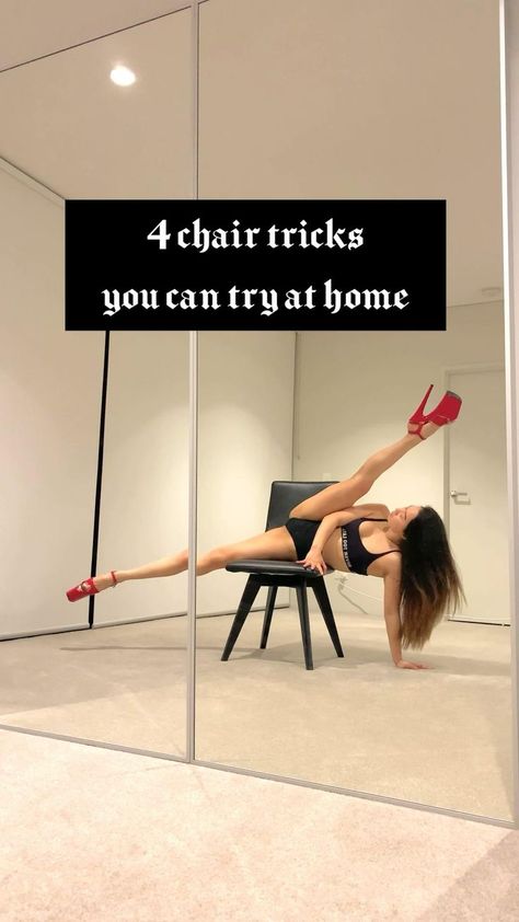 Pole Dancing For Beginners, Dance Tricks, Pole Fitness Inspiration, Chair Dance, Pole Fitness Moves, Dancing Fitness, Belly Dance Lessons, Dance Workout Routine, Flexibility Dance