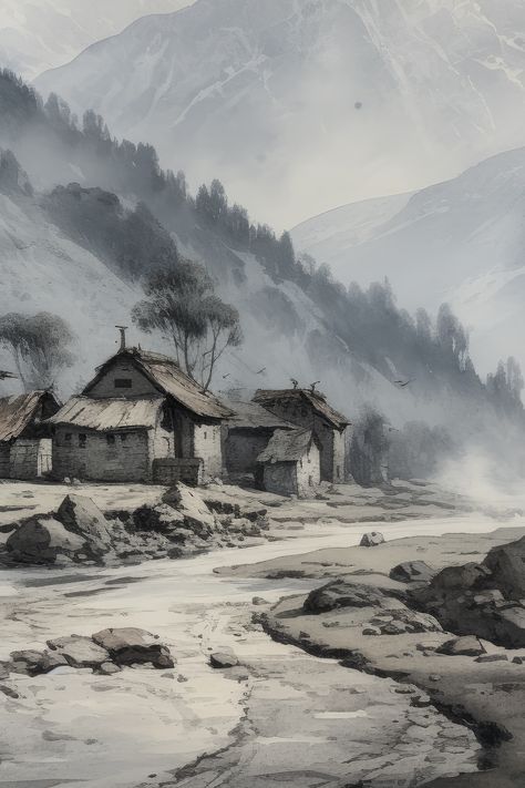 PRINTABLE Wall Art Vintage Himalayan Mountain Village Painting | © DIGITAL ART SCAPES LLC | 10 JPG files in the most popular sizes are attached for Instant download at 300 dpi. | 𝐓𝐨 𝐩𝐫𝐢𝐧𝐭 𝐭𝐡𝐢𝐬 𝐢𝐭𝐞𝐦, 𝐩𝐥𝐞𝐚𝐬𝐞 𝐯𝐢𝐬𝐢𝐭 𝐨𝐮𝐫 𝐩𝐫𝐞𝐟𝐞𝐫𝐫𝐞𝐝 𝐯𝐞𝐧𝐝𝐨𝐫: https://hue12.pixieset.com/himalayanmountainvillage/ Village Painting, Printable Wall Art Vintage, Flower House, Mountain Village, Mountain Art, Wall Art Vintage, Painting Digital, Cactus Flower, Himalayan