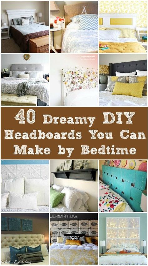 40 Dreamy DIY Headboards You Can Make by Bedtime Double Bed Headboard Ideas, Wall Mounted Headboard Ideas, Headboard Alternative Ideas, Fake Headboard Ideas, Unique Headboard Ideas, Hacienda Furniture, Rental Hacks, Headboard Curtains, Diy Muebles Ideas