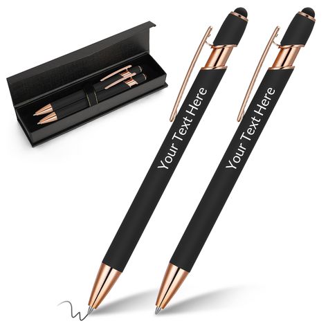 PRICES MAY VARY. ✍ Custom Engraving Pens - Our custom pens give you free engraving, and each pen can be engraved with up to 35 characters (including spaces). Whether it's your name, text, company name or website, it can all be clearly displayed on this pen. ✍ Creative Gift (Pack of 2 with Gift Box) - Two beautiful handmade ballpoint pens come in an exquisite leather case making a unique and thoughtful gift for any occasion. It is an ideal choice for employees' offices and children's school suppl Custom Ink Pens, Personalized Pens, Touch Screen Design, Pen Set Gift, Personalised Pens, Metal Pen, Custom Pens, Pen Gift, Gift Pack