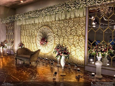 White rose floral wall by Unique decor. #indianwedding #weddingdecor #engagementdecoration #receptiondecor #floralwall #mehendidecor #haldidecor #rose #southindianwedding #northindianwedding #hindubride Backdrop Indian Wedding, Reception Stage Decoration, Indian Wedding Deco, Diy Bridesmaid Bouquet, Reception Stage, Reception Stage Decor, Indian Wedding Decor, Wedding Stage Backdrop, Wedding Hall Decorations