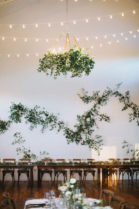 Vine Wall Wedding, Greenery On Wall Decor, Decorate A Blank Wall, Greenery Installation, Greenery Wall Decor, Level 8, Foliage Wedding, Reception Inspiration, Wedding Wall