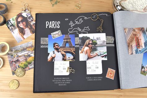 On l’adore ! Il faut dire qu’un album photo personnalisé est idéal pour immortaliser ses voyages. Pensez-le comme un véritable Travel Board. Vous pouvez y coller tous les petits objets rencontrés on the road : tickets de transport, carte postale, éléments naturels, etc. Revivez ainsi vos vacances, partagez et racontez-les en images et en sensations.  #albumphoto #albumdy  #albumphotodiy #albumscrapbookingvoyage #photosvoyage #vacances #travel #voyage #tiragesphotos Photo Book Gift, Album Photo Scrapbooking, Diy Photo Book, Travel Journal Scrapbook, Scrapbook Quotes, Travel Album, Summer Scrapbook, Photo Album Diy, Scrapbook Book