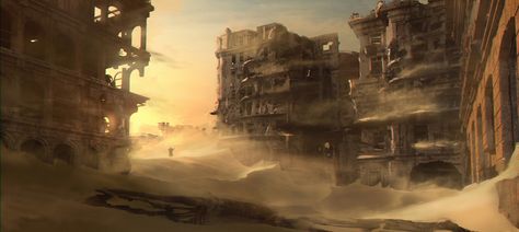 https://www.artstation.com/artwork/ObDJ6 Sand City, Apocalypse Landscape, Post Apocalyptic Art, Sci Fi City, Apocalypse Art, Desert Environment, Cyberpunk City, Post Apocalypse, Fantasy Artist