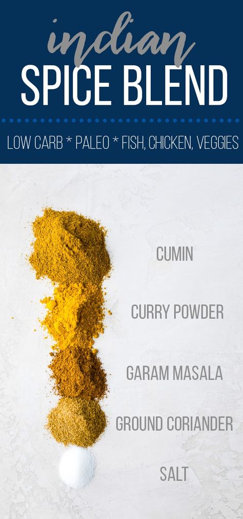 Homemade Indian spice mix is perfect for seasoning your chicken and vegetables. Only 5 simple pantry ingredients required and it's low carb, gluten-free, paleo and vegan! #sweetpeasandsaffron #mealprep #spiceblend #seasoning #indian #lowcarb #keto #paleo #vegan #glutenfree Indian Spice Mix, Homemade Seasoning, Spice Combinations, Dry Rubs, Homemade Spice Mix, Spice Blends Recipes, Simple Pantry, Spice Mix Recipes, Pantry Ingredients