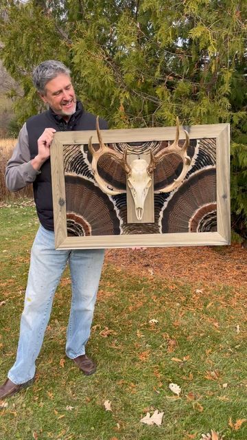 Jeff Fredrick on Instagram: "Latest customer project, this display represents a memorable hunt that included a triple on Rios and a deadhead. Love how easy the deadondisplayusa system works. #jefffredrickfeatherart #jefffredrickschampionchoice #riograndeturkey" How To Make Deer Mounts Cute, First Deer Mount Ideas, Unique Deer Mounts, Deer Head Mount Ideas Display, Taxidermy Deer Mounts, Turkey Hunting Decor, Hunting Room Design, Hunting Mounts, Taxidermy Diy