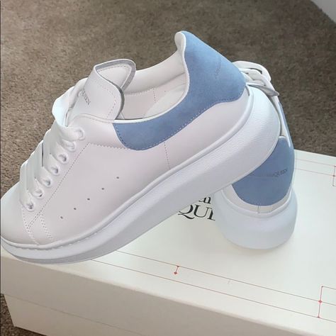 Blue Alexander Mcqueen Sneakers Outfit, Blue Alexander Mcqueen Sneakers, Alexander Mcqueen Sneakers Outfit, Alexander Mcqueen Blue, Wedding High Heels, Blue Suede Heels, Alexander Mcqueen Sneakers, Mcqueen Sneakers, Nike Fashion Shoes