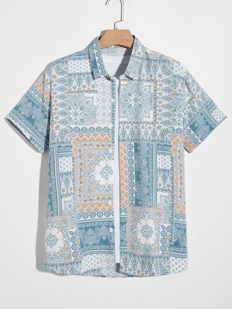 Free Returns ✓ Free Shipping On Orders $49+ ✓. Men Paisley Print Button Front Shirt- Men Shirts at SHEIN. Men Printed Shirt, Uniqlo Outfit, Stylish Shirts Men, Printed Shirts Men, Mens Printed Shirts, Patterned Shirts, Paisley Shirt, Julius Caesar, Shirt Casual Style