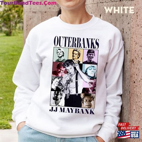 Outer Banks Jj Maybank Sweatshirt Hoodie T-Shirt Check more at https://tourbandtees.com/product/outer-banks-jj-maybank-sweatshirt-hoodie-t-shirt/ Jj Maybank Sweatshirt, Jj Maybank Hoodie, Outer Banks Hoodies, Pogue Life Outfits, Obx Stuff, Outer Banks Shirt, Rudy Pankow, Jj Maybank, Outer Banks Nc