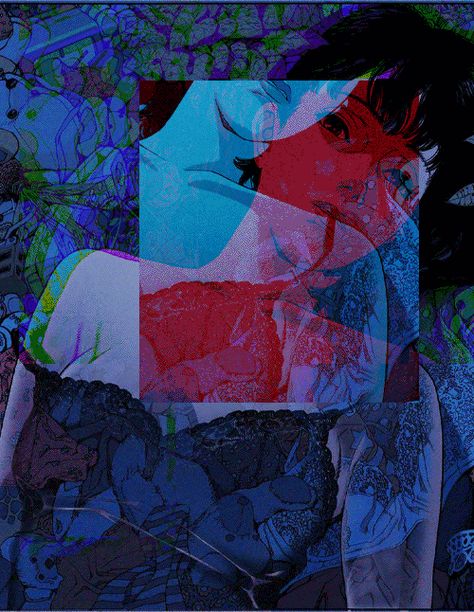 Perfect Blue (1997) Satoshi Kon, Blue Banner, Perfect Blue, Banner Gif, Stickers Online, Funny Gif, Gif, Interior Design, Drawings