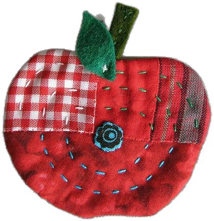 Red Apple, Green, Red, Fabric, Design, Patchwork