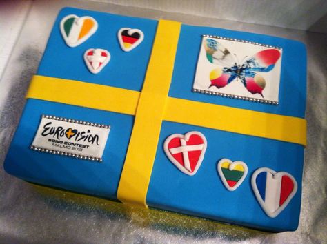 Eurovision cake! Just need the right flag! Eurovision Party Ideas, Eurovision Party Food, Movie Party Invitations, Eurovision Party, Irish Cuisine, Swedish Dishes, Chocolate Bites, Birthday Cake Ideas, Food History