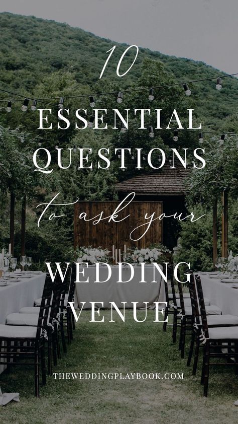 10 Essential Questions to Ask Your Wedding Venue Event Venue Business, Wedding Venue Questions, Fun Questions To Ask, Essential Questions, Venue Wedding, Wedding Organization, Wedding Business, Big Wedding, Wedding Planning Tips