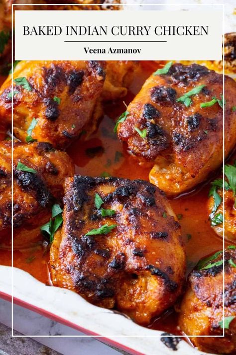 Baked Curry Chicken, Chicken Thighs In Oven, Curry Chicken Thighs, Curried Chicken, Indian Chicken Recipes, Roasted Chicken Thighs, Chicken Thigh Recipes Oven, Chicken Thigh Recipes Baked, Lazy Weekend