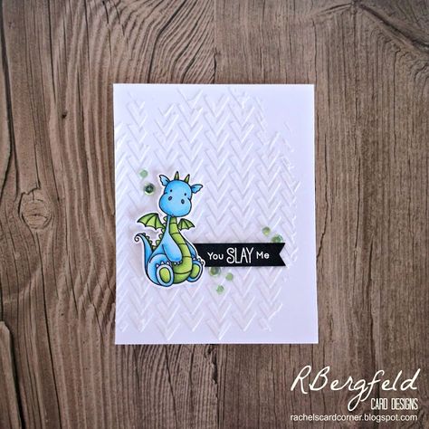 RBergfeld Card Designs: Tic-Tac-Toe Challenge #18 - MFT Stamps, Magical Dragons Lawn Fawn Cards, Mft Cards, Free Card, Card Tricks, Mft Stamps, New Challenge, Card Making Inspiration, Tic Tac Toe, Animal Cards