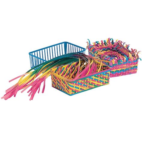 Find the Roylco® Weaving Baskets, 12ct. at Michaels. com. These classroom weaving baskets are economical and easy to make! These classroom weaving baskets are economical and easy to make! Weave brightly patterned rainbow paper strips through the beautiful accents then use them as lovely home décor pieces or for personal gifts! Details: Multicolor 6.5" x 4.5" x 2.25" (16cm x 11cm x 6cm) basket size For ages 4 and up Contents: 12 baskets 150 strips 1 Guide | Roylco® Weaving Baskets, 12Ct. | Michae Family Day Ideas, Weaving Kids, Weaving Paper, American Girl Books, Beautiful Baskets, Weaving Baskets, Steam Science, Paper Quilling Patterns, Art Weaving