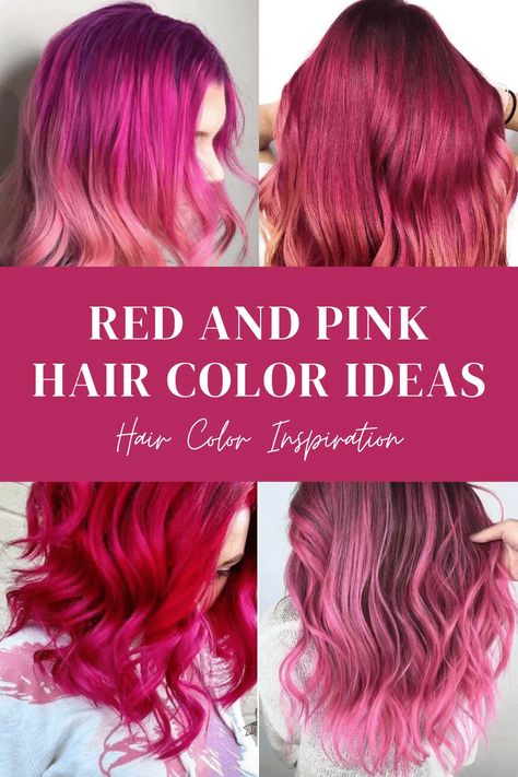 Turn Heads With This Red And Pink Hair Color: 20+ Ideas Red And Pink Hair Color, Red Roots Hair, Red And Pink Hair, Fuschia Hair, Deep Red Hair Color, Pinwheel Hair Color, Red Pink Hair, Pink And Purple Hair, Dark Pink Hair