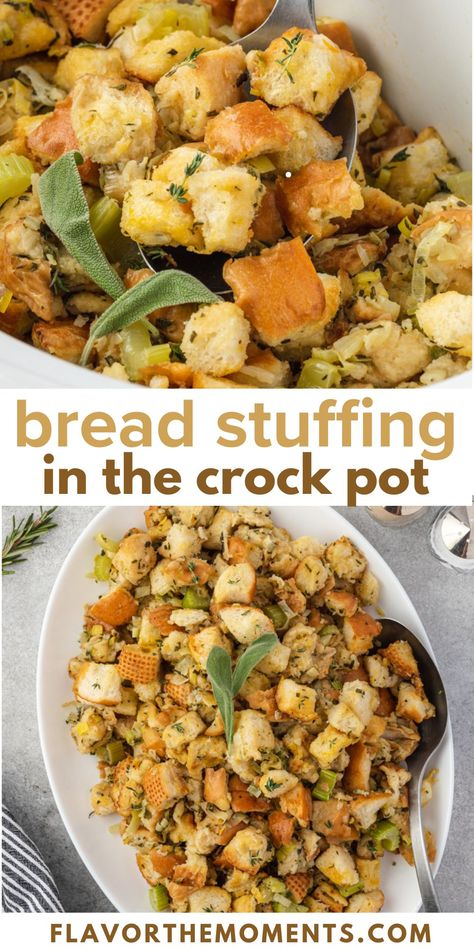 Easy Crock Pot Stuffing Stuffing Without Celery, Crock Pot Stuffing, Stuffing Recipes Crockpot, Crockpot Stuffing, Country Food, Stuffing Recipes For Thanksgiving, Christmas Meal, Thanksgiving Stuffing, Crockpot Recipe