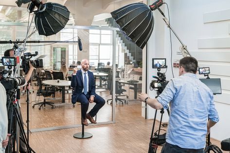 Two Camera Corporate Interview Setup: Our Cameras and Lighting Setup - HayotFilms - Video Production in Prague Video Interview Setup, Interview Lighting Setup, Photo Studio Ideas, Video Lighting Setup, Interview Setup, Corporate Shoot, Interview Rooms, Interview Video, Corporate Job