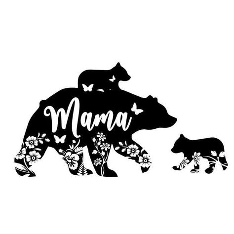 Mama Svg Files Free, Flowers For Cricut, Crystals Tattoo, Morty Quotes, Bookmark Svg, Bear With Flowers, Mama Bear Svg, Mom Bear, Tattoo Patterns