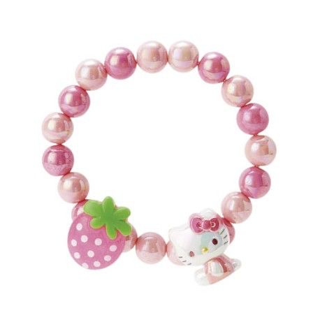 Kawaii Bracelet Beads, Cutecore Bracelet, Cutecore Accessories, Kawaii Bracelets, Strawberry Hello Kitty, Hello Kitty Bracelet, Kawaii Bracelet, Diy Kandi Bracelets, Kawaii Outfit