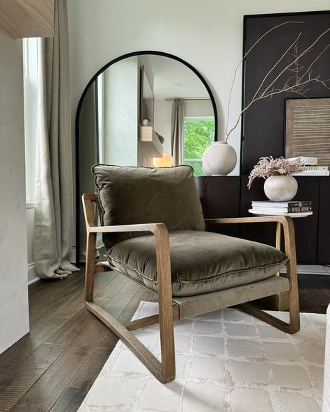 Comment SHOP below to receive a DM with the link to shop this post on my LTK ⬇ https://liketk.it/4HGWx Living Room Refresh This gorgeous olive green arm chair from @kathykuohome is such a classic piece . it gives Modern, Moody vibes. I love the contrast it brought to this space. #gifted #kathykuohome #ltkhome #homeinspo #lovewhereyoulive #accentchair #organicmoderndecor #livingroominspo @ltk.home @shop.ltk Olive Green Chair, Green Arm Chair, Olive Green Interior, Living Room Refresh, Moody Vibes, Green Armchair, Room Refresh, Green Interior, Organic Modern Decor