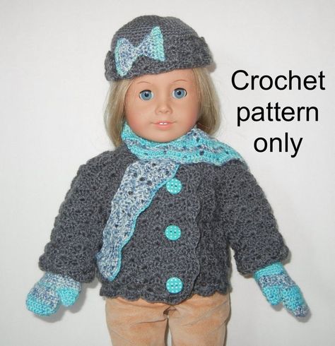 American Girl Outfits, Quilt Board, Crochet Doll Clothes Patterns, American Girl Crochet, Dolls Crochet, Girls Clothes Patterns, American Girl Patterns, American Girl Doll Patterns, American Girl Doll Clothes Patterns