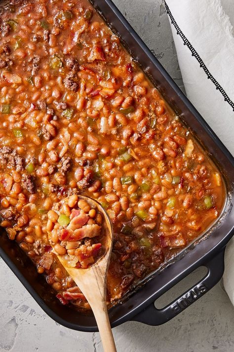 Southern Baked Beans Million Dollar Baked Beans Southern Living, Southern Baked Beans, Canned Baked Beans, Baked Bean Recipes, Potato Sides, One Pot Dishes, Soups Stews, Grandmas Recipes, Joy Of Cooking