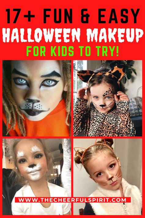 Kids Face Paint Halloween Easy, Simple Halloween Makeup For Kids, Last Minute Face Paint Halloween, Face Painting Halloween Women Easy Diy, Quick And Easy Halloween Face Paint, Easy Face Painting Designs Halloween Adults, Diy Halloween Girls, Simple Halloween Face Paint, Zombie Cheerleader Makeup