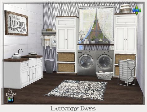 TS4: Laundry Days Laundry Room Sims 4 Laundry Room, Best Sims 4 Cc, Country Laundry Rooms, Sims 2 Cc, Sims 4 Blog, Die Sims 4, Muebles Sims 4 Cc, The Sims 4 Pc, Free Sims