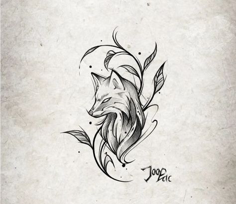 Fox Sketch Tattoo, Black And White Fox Tattoo, Small Wolf Tattoo For Women, Kitsune Fox Tattoo, Fox Tatoos, Fox Tattoo Sketch, Fox Tattoo Ideas, Small Fox Tattoo, Fox Tattoo Design