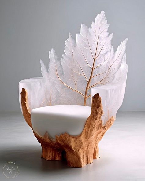 Ambre 💫 on Instagram: “Leaf-shaped armchairs: Nature-inspired sophistication 🍁 . . #armchair #chair #leaf #nature #organicdesign #glass #wood #interiordesign…” Persephone Bedroom Aesthetic, Mystical Furniture, Apartment Manhattan, Trendy Sofas, تصميم الطاولة, Fantasy Furniture, Unusual Furniture, Whimsical Furniture, Funky Furniture