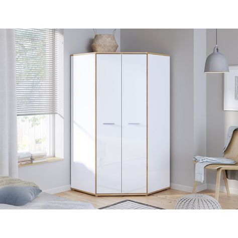 Bless international Manufactured Wood Armoire & Reviews | Wayfair Standalone Closet, Corner Armoire, Corner Dresser, Closet Corner, Armoire D'angle, Room Concept, Corner Wardrobe, Daybed Mattress, Wood Armoire