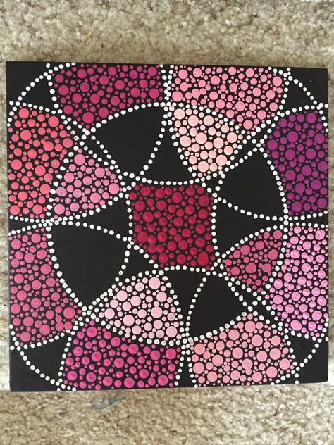 Shades of Pink Dots 8x8 Dot Painting Ideas, Dyi Art, Mandala Dotting, 7th Grade Art, Painting Mandala, Mandala Canvas, Painted Rocks Craft, Pink Shades, Mandala Rocks