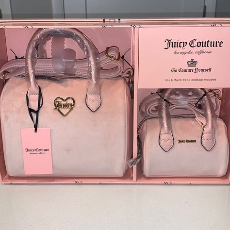 Juicy Couture Two Piece Purse Set, New And Never Used, Pink Diamond Velour Satchel Set Juicy Couture Aesthetic Wallpaper, Pink Cute Stuff, Juicy Purse, Juicy Couture Clothes, Juicy Couture Bracelet, Cute Shopping, Mushroom Jewelry, Juicy Couture Purse, Purse Essentials