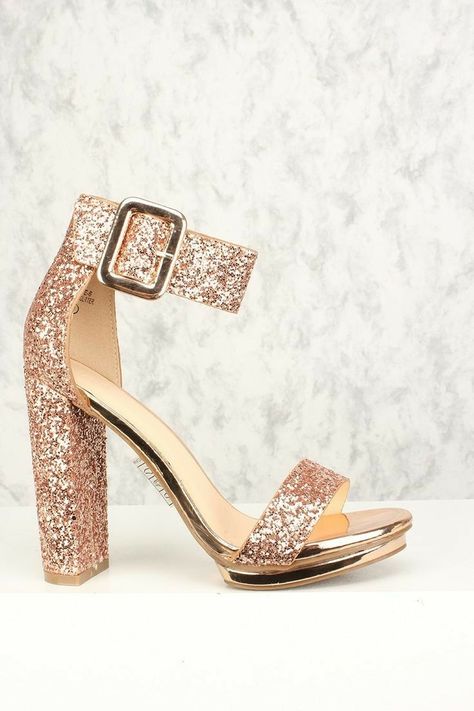 Gold Chunky Heels, Heels Glitter, High Heel Dress, Heel Accessories, Prom Heels, Open Toe High Heels, Platform Heels Chunky, Platform High Heels, Prom Shoes