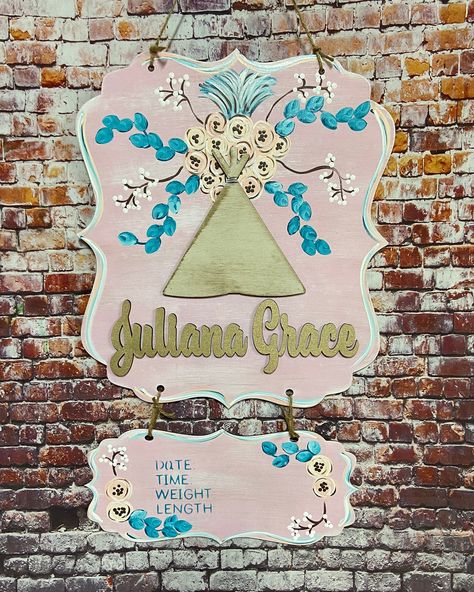 Teepee hospital baby door hanger, boho color tones, nursery decor, baby shower, personalized, gift ideas Wood Teepee, Baby Door Hanger, Hospital Door Hangers, Baby Door Hangers, Hospital Door, Personalized Gift Ideas, Baby Door, Boho Color, Baby Hospital