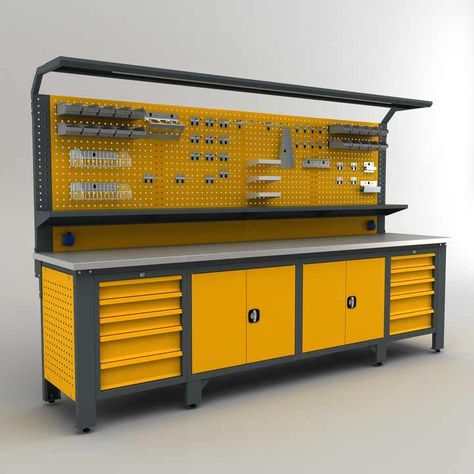 Metal Heavy Duty Steel Garage Tool Cabinet With Pegboard - Buy Storage Cabinet,Workshop Desk,Drawer Cabinet Product on Alibaba.com Workshop Desk, حوض الحمام, Garage Workbench Plans, Industrial Workbench, Industrial Workshop, Garage Design Interior, Garage Workshop Organization, Workshop Layout, Tool Storage Cabinets