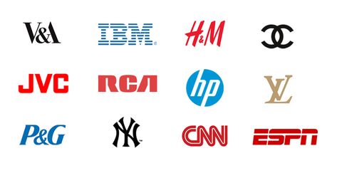 Types of logos: famous lettermarks, wordmarks and pictorial marks Abbreviation Logo, Types Of Logos, Corporate Signs, Lettermark Logos, Logo Design Tutorial, Corporate Image, Logo Type, Word Mark Logo, Sports Graphic Design