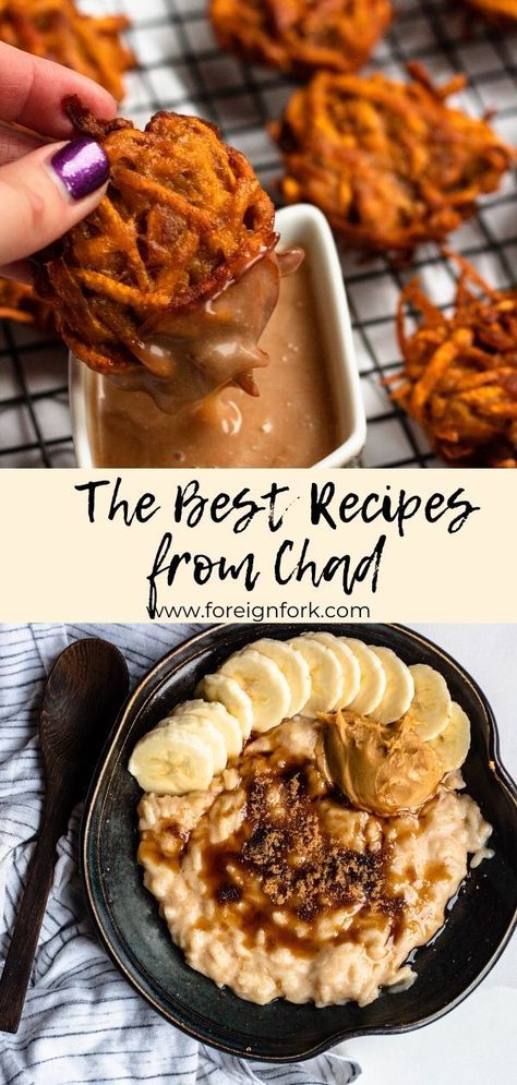 Click here for the background and food culture of Chad, including some of the best traditional and cultural Chadian recipes! Sweet Potato Fritters, Around The World Food, Potato Fritters, Africa Food, Yummy Sweet Potatoes, Rice Porridge, National Dish, Mango Smoothie, Electric Wheelchair