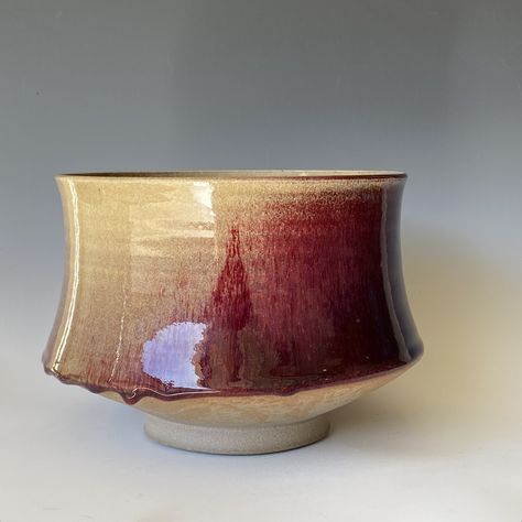 "Modern handmade wheel thrown ceramic bowl, height 6.7\" * width 8.5\". I glazed inside a shade of purple and outside red. Food Safe, dishwasher and microwave safe.  ATTENTION: This pot is throw from a type of clay with good amount of sand in it, which creates a rough surface on areas that left un-glazed. Please be aware that all measurement is approximate. Everything I measure has an inherent amount of error. All of my pottery thrown or hand-built and glazed by me. More bowl and platter from my Etsy shop: https://www.etsy.com/shop/LifeAndClay?section_id=17405584  Store front: https://www.etsy.com/shop/LifeAndClay" Handmade Pottery Bowls Modern, Contemporary Ceramic Bowls, Pottery Bowls Handmade Contemporary, Throwing A Pottery Bowl, Throw A Bowl On Wheel, Throw Bowls, Wheel Throwing Pottery, Wheel Pottery, Ceramics Bowl