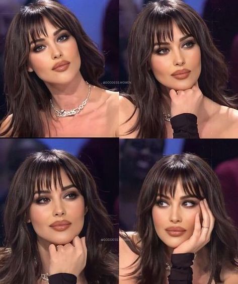 Machiaj Smokey Eyes, Monica Bellucci, Popular Hairstyles, Pretty Makeup, Aesthetic Hair, Hairstyles With Bangs, Hair Looks, Hair Goals, Makeup Inspiration