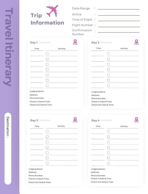 7 Day Travel Itinerary Template, Printable Travel Planner, Trip Information, Travel Itinerary, Plan Travel, Vacation Planner Template, Plan - Etsy Canada Travel Agenda Template, Itinary Travel Template, Travel Planner Template Excel, Where You Can Touch Template, Vacation Itinerary Template Free, Vacation Itenary Template, Trip Itenary Template, Itenerary Travel Template, Travel Itinerary Template Printable Free